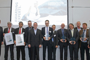  Der Chillventa AWARD wurde auf der Messe Chillventa in Nürnberg am 11. Oktober 2016 verliehen. Die Pokale wurden überreicht durch den Geschäftsführer der NürnbergMesse, Dr. Roland Fleck (links), und tab/KKA-Chefredakteur Christoph Brauneis (rechts). 