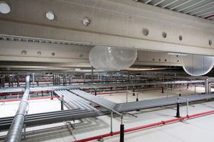 Die umfangreiche Verrohrung, die Luftsäcke der CA-/ULO- Druckausgleichsanlage sowie die Trockensprinkler-Anlage befinden sich oberhalb der Lagerräume. 