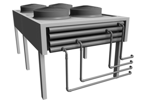  Abbildung 6: Modell eines Gaskühlers mit zusätzlichem Register für einen Außenverdampfer.  
