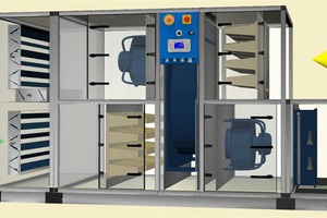  Lüftungsgerät "Modular R" mit optionaler Mischkammer und DX-Register in der 3D-Ansicht der Auslegungssoftware "Astra" 