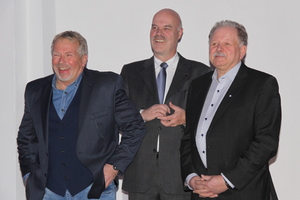  Lehrlingswart Wolfgang Selzer, Bundesinnungsmeister Heribert Baumeister und Obermeister Burkhard Rüßmann in bester Laune 