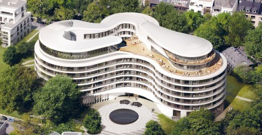 Das Hamburger 5-Sterne-Hotel „The Fontenay“ entwarf Architekt Jan St?rmer von St?rmer Murphy and Partner mit einer skulpturalen Architektur aus drei ineinandergreifenden Kreisen.