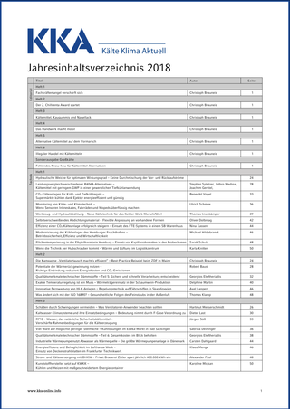 Jahresinhaltsverzeichnis der KKA 2018
