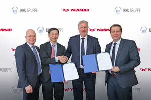  v.l.n.r.: Peter Aarsen (Präsident Yanmar Europe BV), Tetsuya Yamamoto (CEO Yanmar Energy Systems Co. LTD), Oliver Eschenfelder (CEO KKU-Gruppe), Sven Schwarze (Geschäftsführer KKU Concept GmbH) 