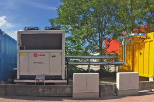  Am neuen Außenstandort in Weiterstadt setzt Merck für die Raumkühlung Eisspeicher zum Ausgleich von Lastspitzen ein. 