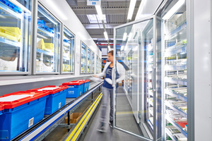  Die beiden Kühlzellenkomplexe mit einer Fläche von jeweils 11 x 4,60 Metern sind so angebracht, dass die Mitarbeiterinnen und Mitarbeiter von GEHE besonders schnell konfektionieren können. 