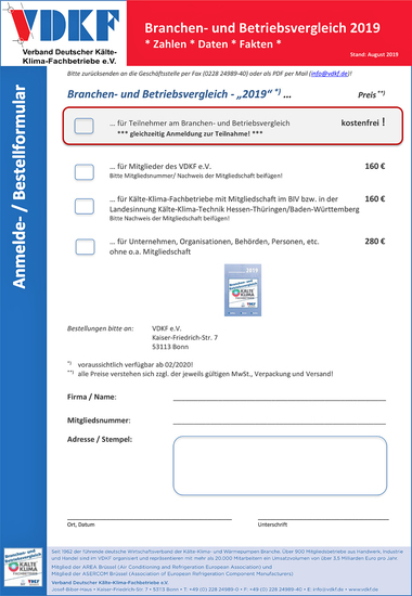 Branchen- und Betriebsvergleich 2019 vom VDKF und BIV