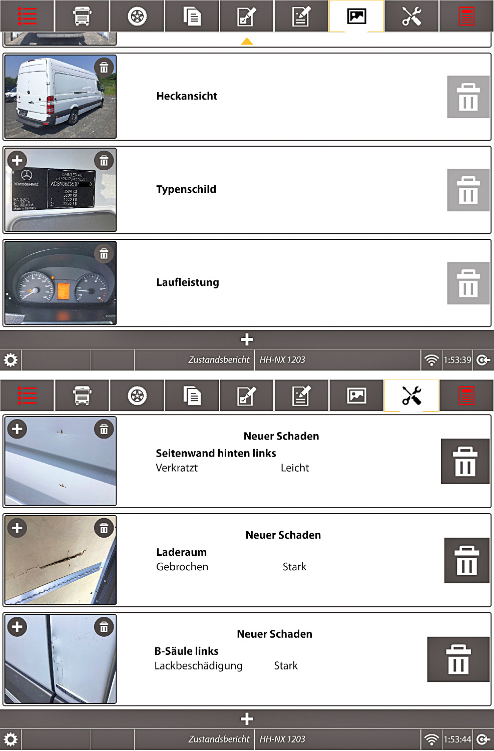 App zur digitalen Erfassung von Fahrzeugzuständen