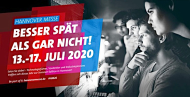 Hannover Messe 2020 auf Juli verschoben.