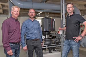  Schnelle Umsetzung durch gute Zusammenarbeit von (v.l.n.r.) Thorsten Halpap, Grundfos, Radoslaw Lobada, BHW, und Lars Steding, AME-Technik 