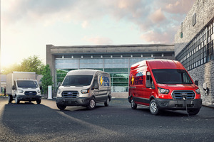  Der Ford E-Transit: 198 kW starker Antrieb, Heckantrieb, drei Radstände, zwei Dachhöhen.  