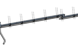  Darstellung des Transportsystems von der Austragsschnecke am Eislager (links) bis zu den Pendelklappen (rechts). 