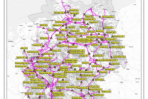  Glasfasernetz der GasLINE mit Systemtechnik-Stationen 