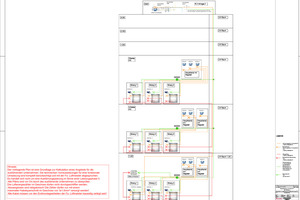  Der Stockwerkplan des Mainzer Projekts, mit den Zähler-Messstellen, den Enthalpiefühlern und der Verkabelung 