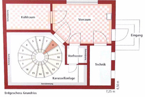  Grundriss des „Kalthauses“ von Nordheim vor der Rhön (so nannten es die Bewohner), das bis 2009 noch in Betrieb war und nun im Freilandmuseum Fladungen besichtigt werden kann 