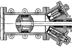  Erster liegender doppeltwirkender Ammoniakverdichter (g Stopfbuchsen­packungen, h Laterne) 