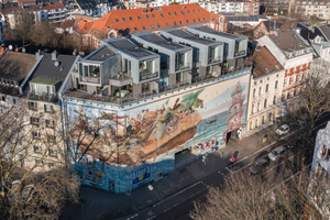  Durch die Umnutzung zum Kunst- und Kulturraum entstand mit dem „Bilker Bunker“ eine gemeinnützige Kulturinstitution – auf dem Dach des Bunkers wurden fünf Maisonette-Wohnungen mit einer kumulierten DIN-Wohnfläche von 670 m2 errichtet 