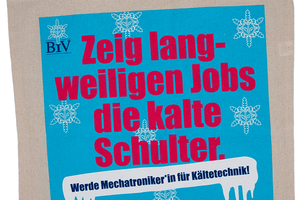  Bei der Nachwuchskampagne sind nun auch Eistee und Apfelschorle verfügbar – ganz neu ist eine Tragetasche mit der Aufschrift „Zeig langweiligen Jobs die kalte Schulter“ 