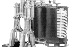  Die erste verkaufte Linde-Kältemaschine, eine Weiterentwicklung des Ursprungsmodells von 1873, kam 1877 bei der Dreherschen Brauerei in Triest (Italien) zum Einsatz 