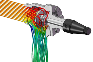  Numerische Strömungssimulationen (CFD) zeigen die fluiddynamischen Vorgänge im Ventil, um dessen Kälteleistung zu erhöhen. 