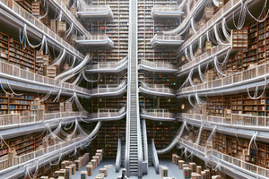  Eine künstliche Intelligenz greift auf eine ganze Bibliothek an Informationen zu und setzt diese miteinander in Beziehung. 
