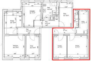  Abbildung 1: Grundriss der für dezentrale Wärmepumpensysteme bewerteten Wohnung.  
