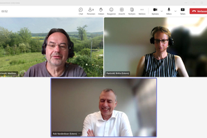  KKA-Chefredakteur Matthias Schmitt im ­OnlineMeeting mit dem Vorstandsvorsitzenden von eurammon, Rob Vandenboer, und Britta Pätzold von der HEAT GmbH in Königstein, bei der nun die eurammon-­Geschäftsstelle ange­siedelt ist. 