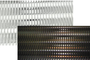  Abbildung 1: lamellierter Wärmeübertrager: bereift (l.) und unbereift (r.) 