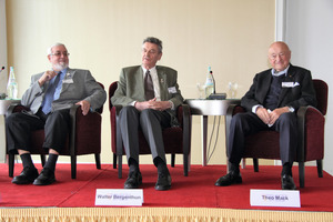  Podiumsdiskussion mit Karl Meis, Walther Bergenthun und Theo Mack über die Entwicklung der Kältebranche in den letzten 50 Jahren.  