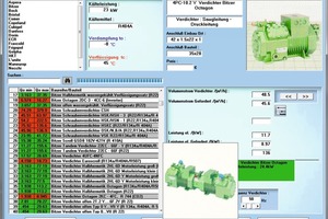  Abb. 1: Zugriff auf die "CoolTool"-Datenbank am Beispiel Verdichterauslegung mit dem Ampelsystem 