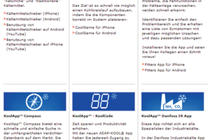  Übersicht der Kälte-Apps auf der Danfoss-Homepage  