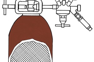  Bild 1: Acetylenflaschen enthalten eine poröse Füllung mit einem Lösungsmittel, die das Gas aufnimmt [1]. 