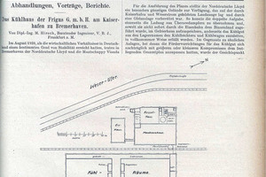  Artikel über das Bremerhavener Kühlhaus in der Zeitschrift des Deutschen Kälte-Vereins von 1923, Seite 1 