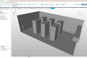  3D CAD-Geometrie eines Server-Raumes im Browser 