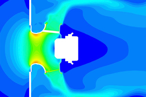  Bild 2	Durch eine Strömungssimulation wird der Einfluss der Modifikationen auf den Wirkungsgrad ermittelt. Das Abströmverhalten konnte optimiert werden. 