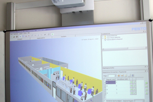  Visualisierung eines Gebäudes auf dem Smartboard im Klassenraum 