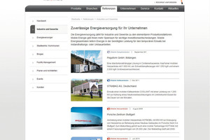  Die Einsatz- und Referenzbeispiele für die mobile Energieerzeugung mit Wärme, Kälte und Dampf sind im neuen Internetauftritt von Hotmobil nach Branchen unterteilt. 