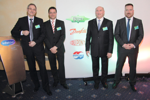  Die Referenten Joachim Gerstel (DuPont), Frank Bahke (Danfoss), Roland Handschuh (Güntner) und Andreas Riesch (Bitzer)  