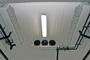  Das Zentrum verfügt über Kühlräume, die von drei Kältesystemen betrieben werden können. Jeder Kühlraum ist mit als Luftkühlern ausgeführten Verdampfern ausgestattet 