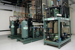  Als Kühlsysteme werden betrieben: eine Kaskadenanlage mit CO2 für den sub-kritischen Betrieb und R404A, eine R404A-Anlage sowie eine Anlage mit R22 