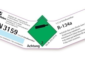  Klare Kennzeichnung: Was in die Kältemittelflasche darf, steht auf dem Produktaufkleber 