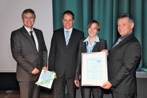 Verleihung des DKV-Nachwuchspreises anFrau Dr.-Ing. Rita Streblow (v.l.: M. Arnemann, D. Müller, R, Streblow, J. Osthues) 