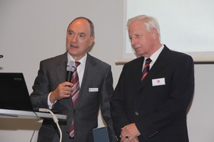  Verabschiedung des langjährigen Vorstandsmitglieds Wolf Richter (rechts) durch den FGK-Vorsitzenden Prof. Pfeiffenberger 