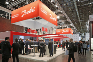  Viele bekannte Unternehmen der Kältebrache (hier der Danfoss-Messestand) stellten in Düsseldorf aus. 