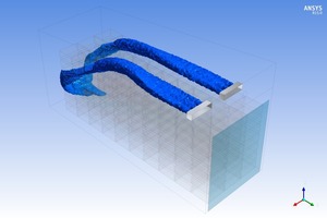  Luftkühler mit saugenden Ventilatoren, Temperaturverteilung ISO-Volumendarstellung (t =  3,5 °C) 