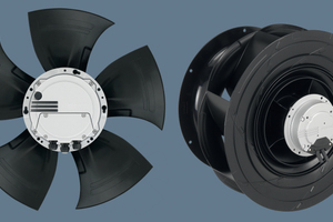  Axialventilator „HyBlade®“ (links) und Radialventilator „RadiCal®“ (rechts) in EC-Technologie für den Einsatz in Wärmepumpen 